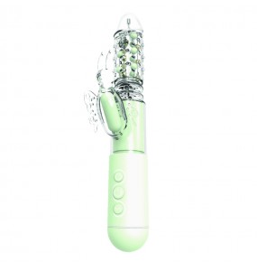 MIZZZEE - Powerful Butterfly Love Retractable Rotating Vibrator (Chargeable - Green)